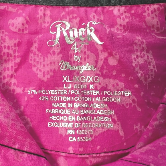 Wrangler Rock 47 Women's Western Cowgirl Shirt Bright Pink Button Down‎ Rodeo XL - Picture 8 of 8